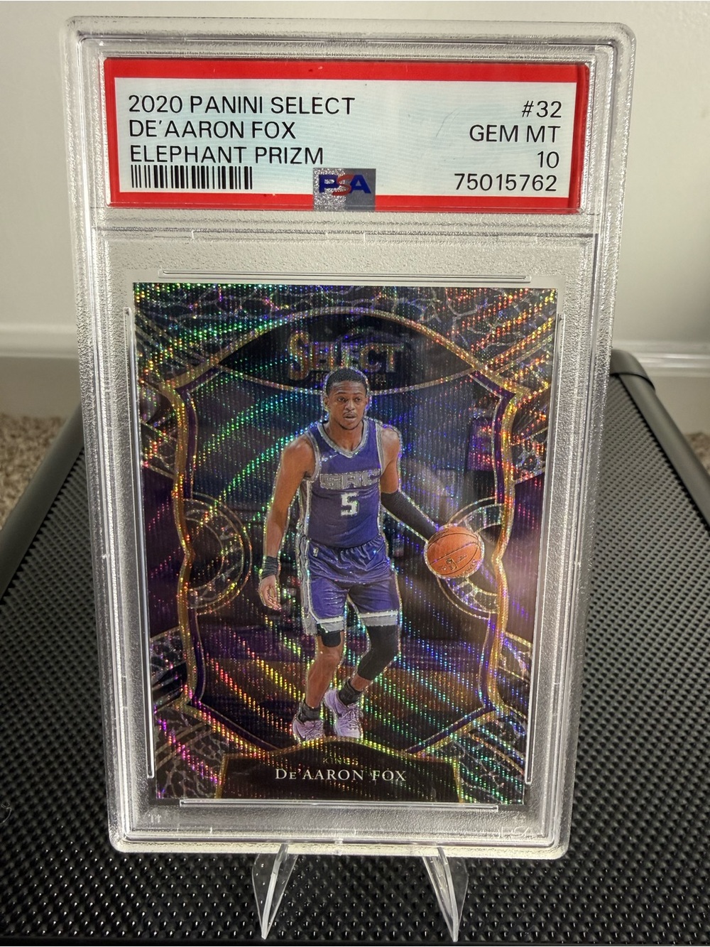 Panini De'Aaron Fox Select Elephant Prizm PSA 10